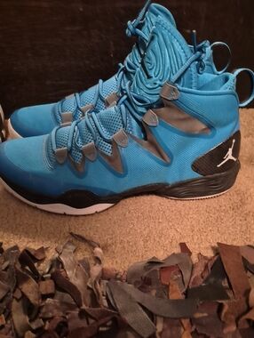 Jordans'Jordan Men's Teal and Black High-Top Basketball Sneakers
